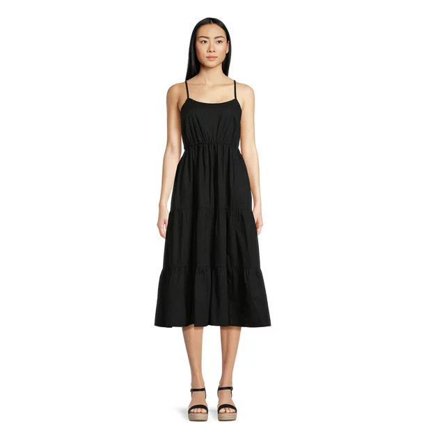 Time & Tru Women's Spaghetti Tiered Dress | Walmart (US)