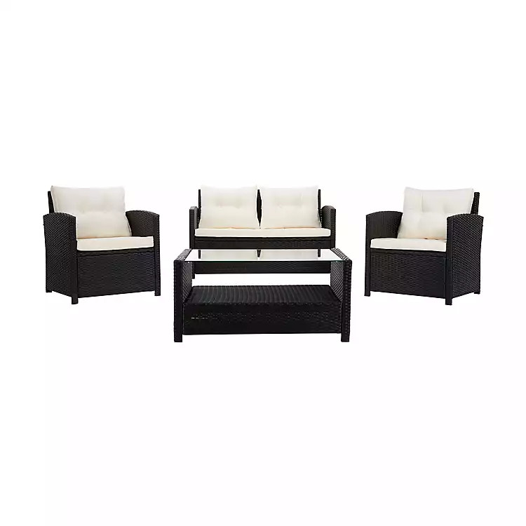 Black Wicker 4-pc. Deluxe Outdoor Living Set | Kirkland's Home