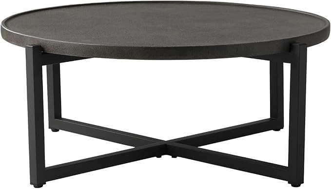 COSIEST Outdoor Coffee Table Dark Grey, 31.5''Wx12''H Round Top Patio Coffee Table Concrete Finis... | Amazon (US)