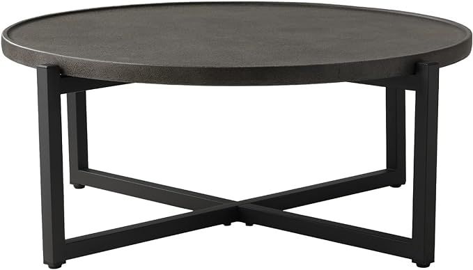 COSIEST Outdoor Coffee Table Dark Grey, 31.5''Wx12''H Round Top Patio Coffee Table Concrete Finis... | Amazon (US)