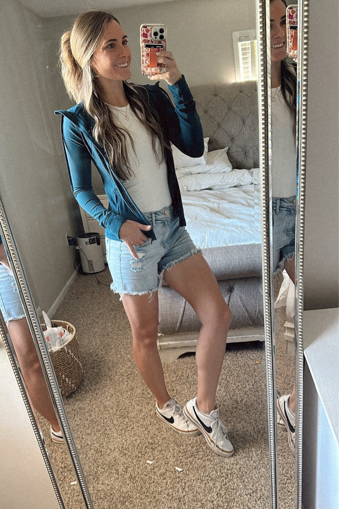 fall ballgame ready! comfy casual shorts that are super stretchy and long enough for my fellow long legged ladies! I purchased from Bling Glamour boutique but linked a very similar pair! Lululemon jacket + a dupe linked as well! 

#LTKSeasonal #LTKstyletip #LTKshoecrush