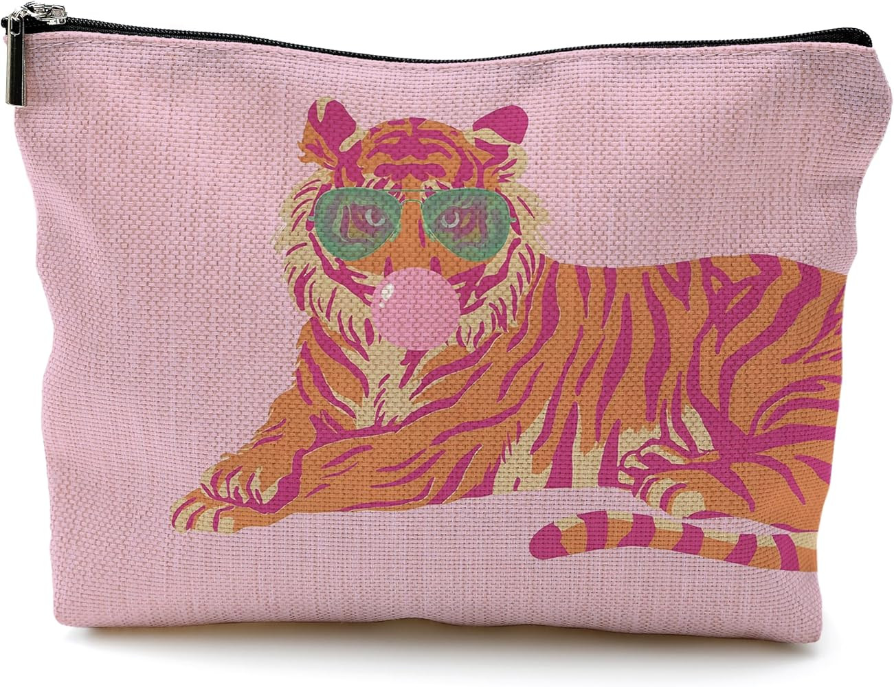 Trendy Preppy Pink and Orange Tiger Makeup Bag, Tiger Gifts Cosmetic Bags for Women, Animal Lover... | Amazon (US)