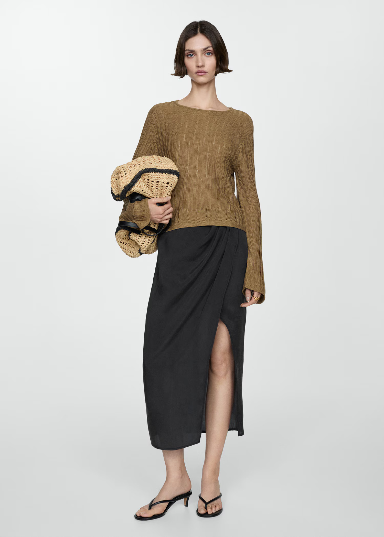 Lyocell skirt with slit - Woman | MANGO USA | MANGO (US)