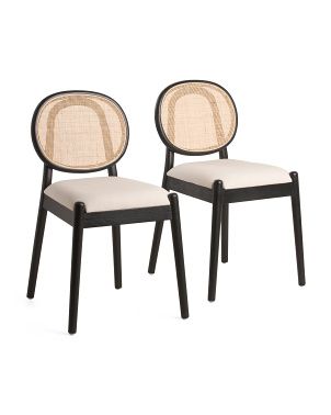 Set Of 2 Amelie Rattan Dining Chairs With Cushions | Chairs & Seating | Marshalls | Marshalls