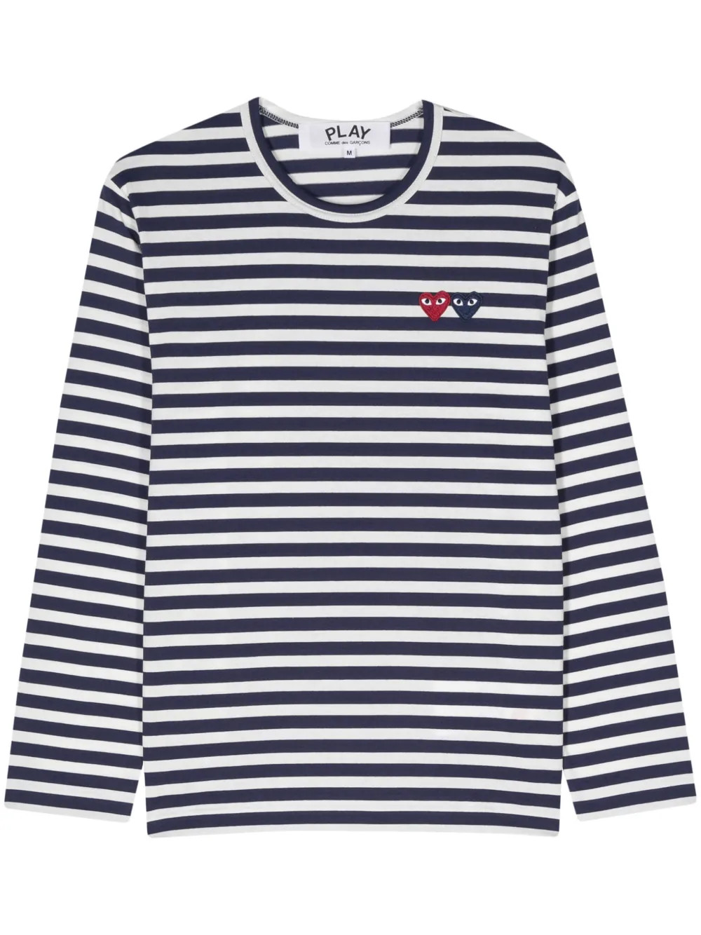 Comme Des Garçons Play heart-patch Striped Cotton T-shirt | Blue | FARFETCH AU | Farfetch Global