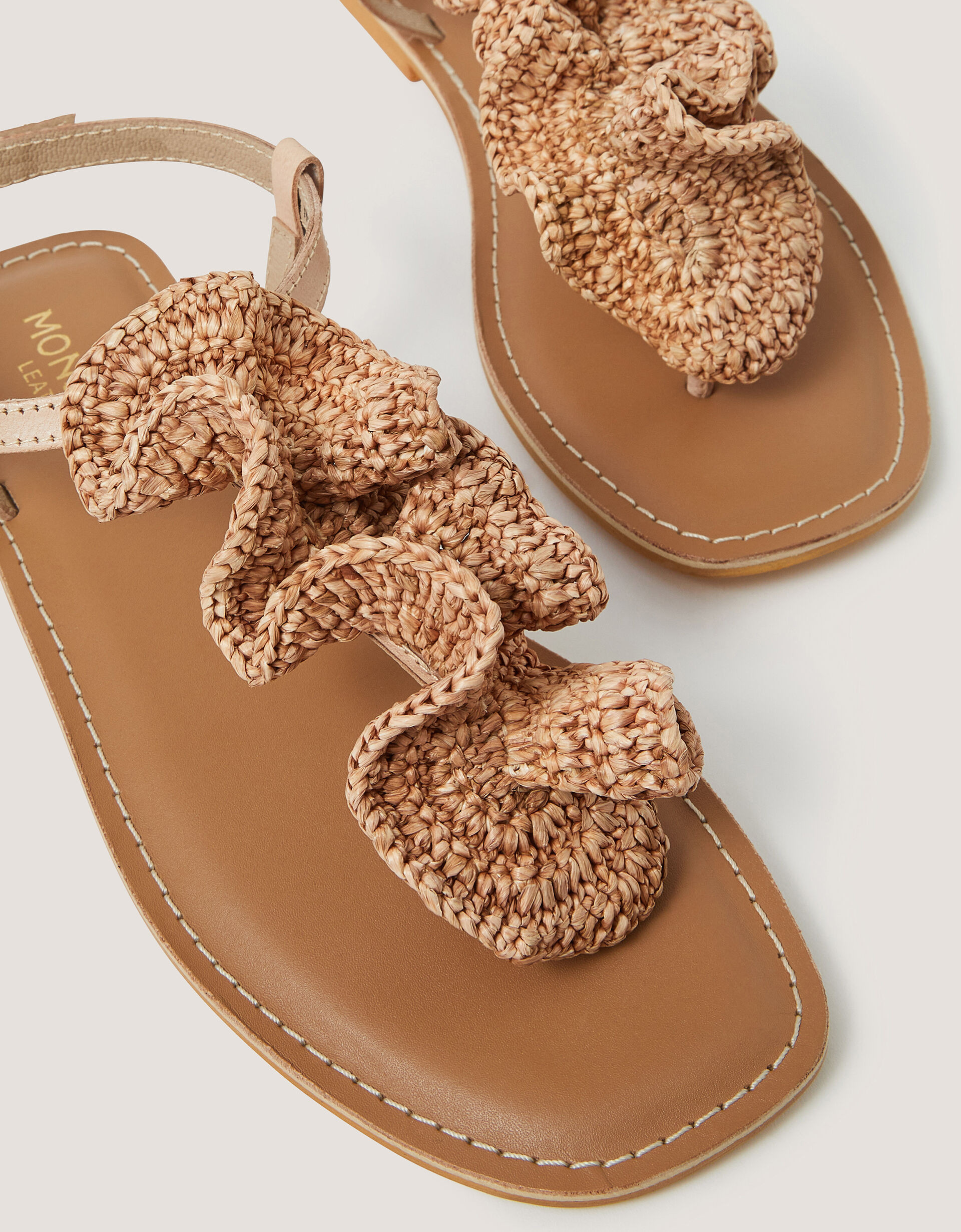 Rosa Raffia Leather Sandals Natural | Monsoon (UK)
