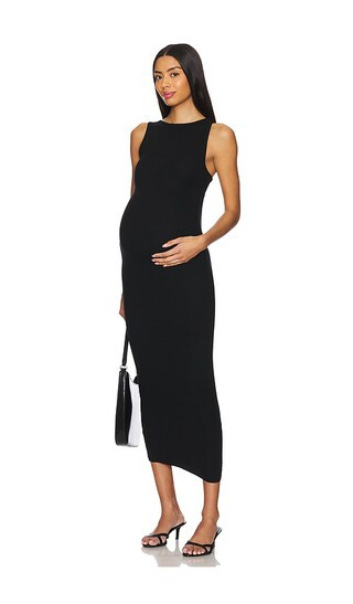 Soft Rib Boat Neck Midi Dress in Black | Revolve Clothing (Global)