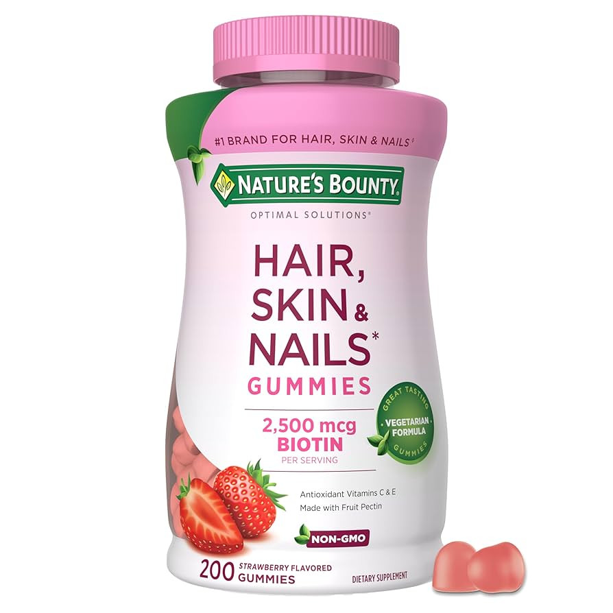 Nature's Bounty Optimal Solutions Hair, Skin and Nails Pectin Gummies, 2500 mcg Biotin Per Servin... | Amazon (US)