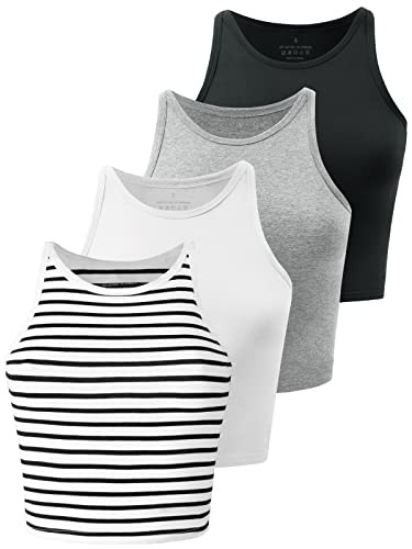 Kole Meego Crop Tops For Women Workout Cropped Tank Top High Neck Camisole Yoga Shirts Athletic U... | Amazon (US)
