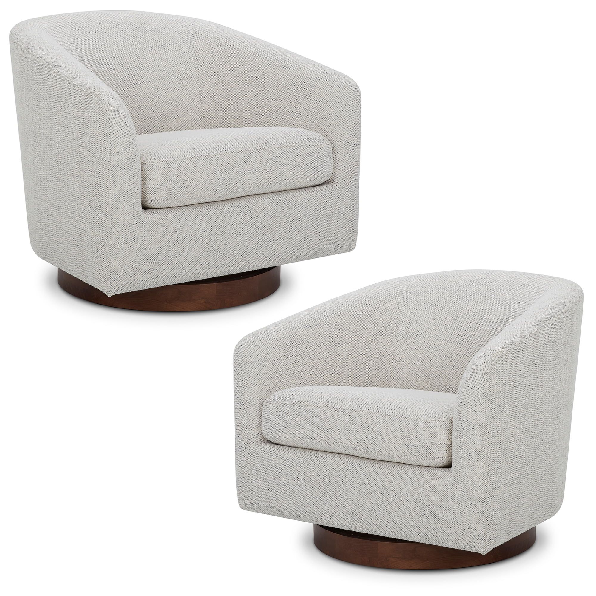 CHITA Swivel Accent Chair Set of 2, Fabric Round Barrel Arm Chair Living Room, Ivory White | Walmart (US)