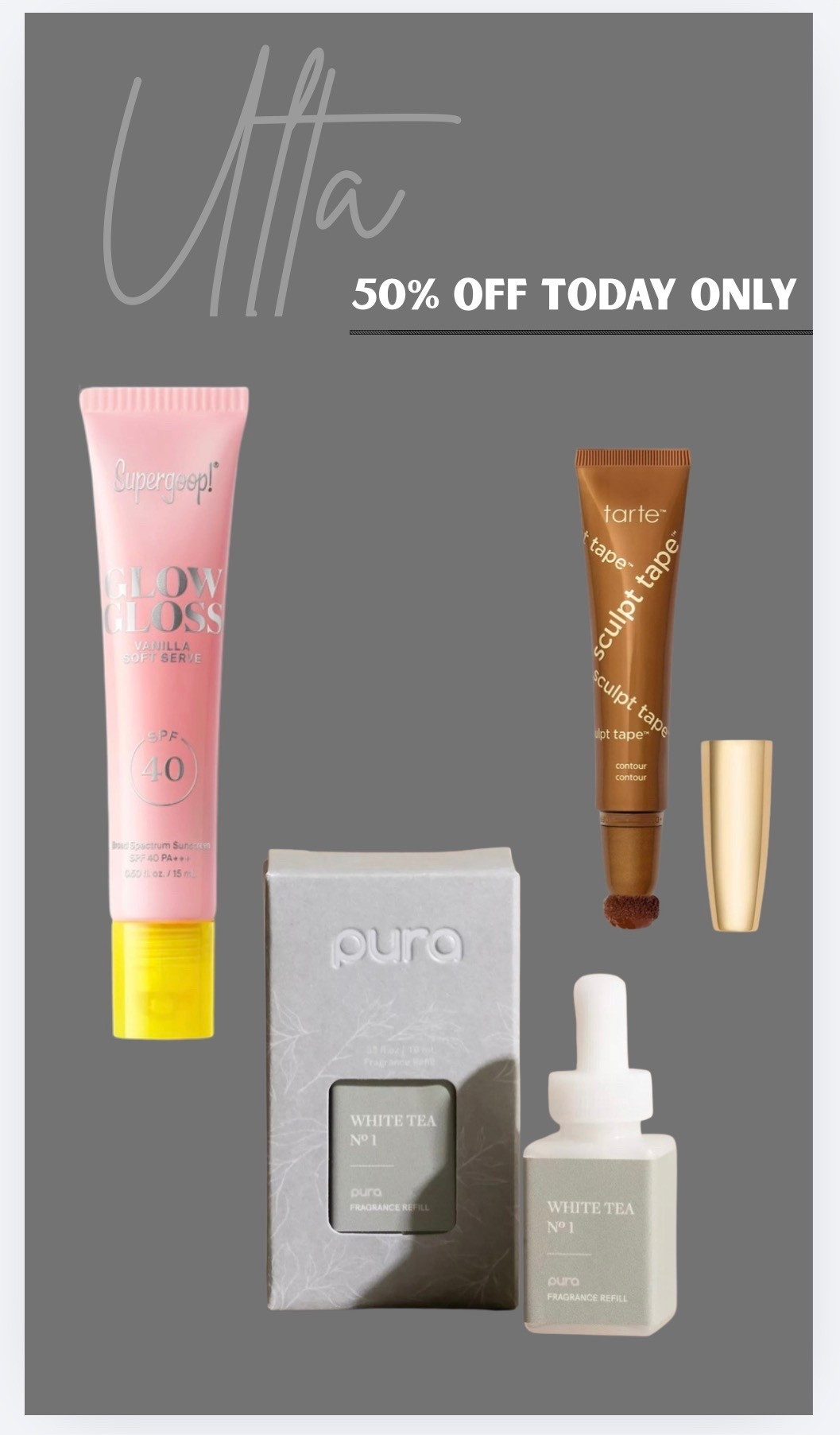 Ulta 50% off today only. Tarte, Supergoop and Pura included 

#LTKSaleAlert #LTKBeauty