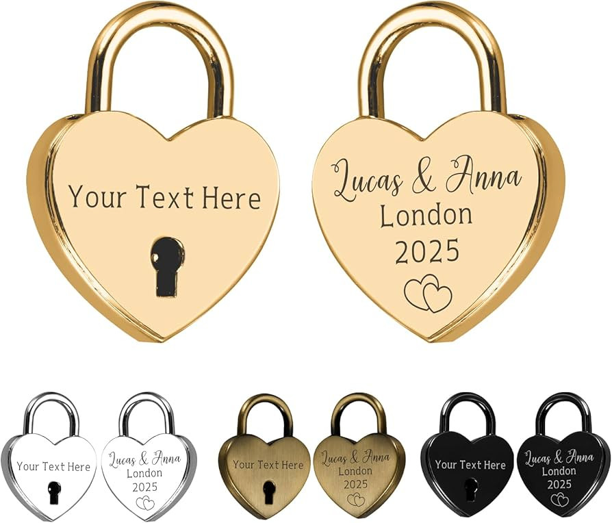 Personalized Love Lock with Key, Custom Heart Shaped Lock for Bridge, Couples Gifts for Wedding, ... | Amazon (US)