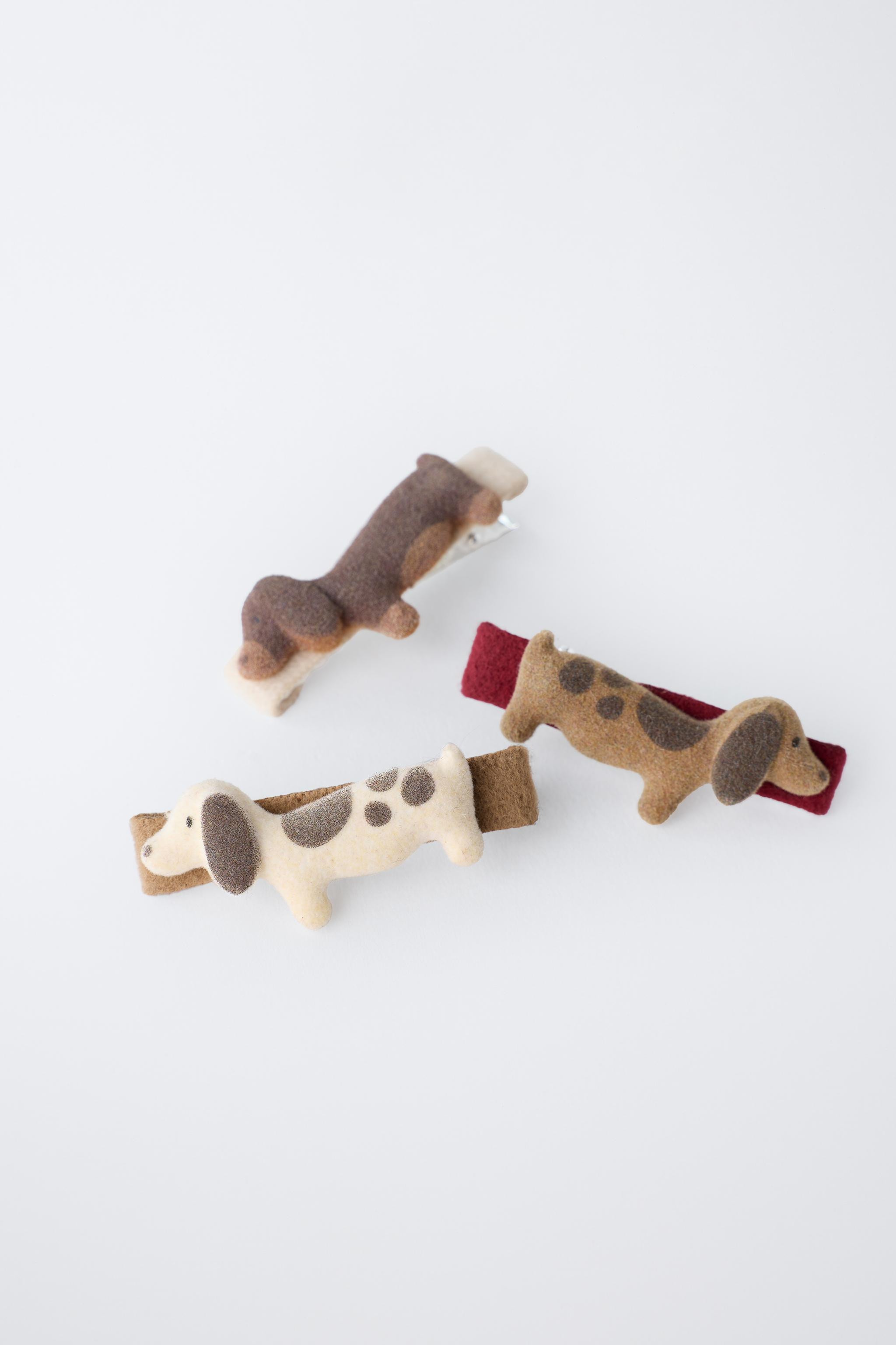 PACK OF THREE BARRETTE DOGS FLOCK | Zara Canada