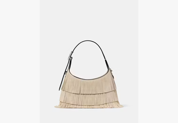 Kate Spade 454 Suede Fringe Mini Crossbody Bag, Light Sand | Kate Spade Outlet