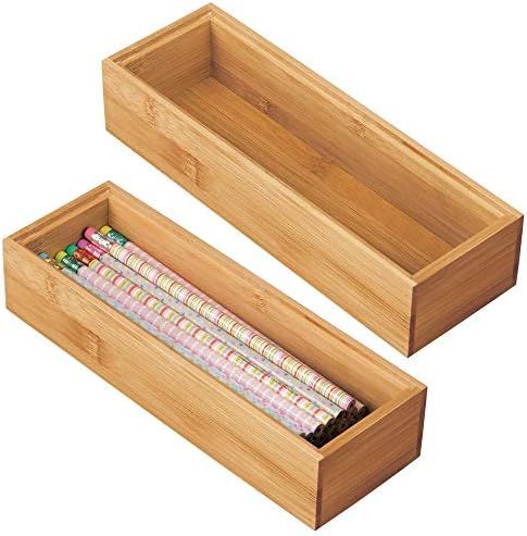 mDesign Bamboo Office Desk Cabinet Drawer Organizer Tray Bin - Eco-Friendly, Multipurpose - Use i... | Amazon (US)