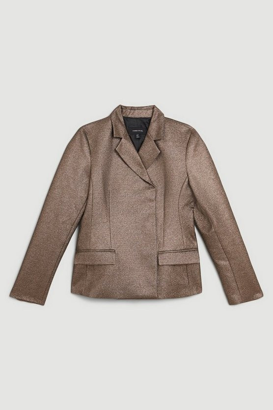 Tailored Metallic High Break Point Blazer | Karen Millen US