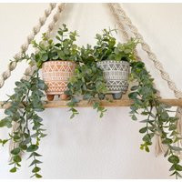 Artificial Eucalyptus Hanging Plant in Textured Ceramic Pot - Faux Floating Shelve, Boho Decor Fake Plants | Etsy (US)