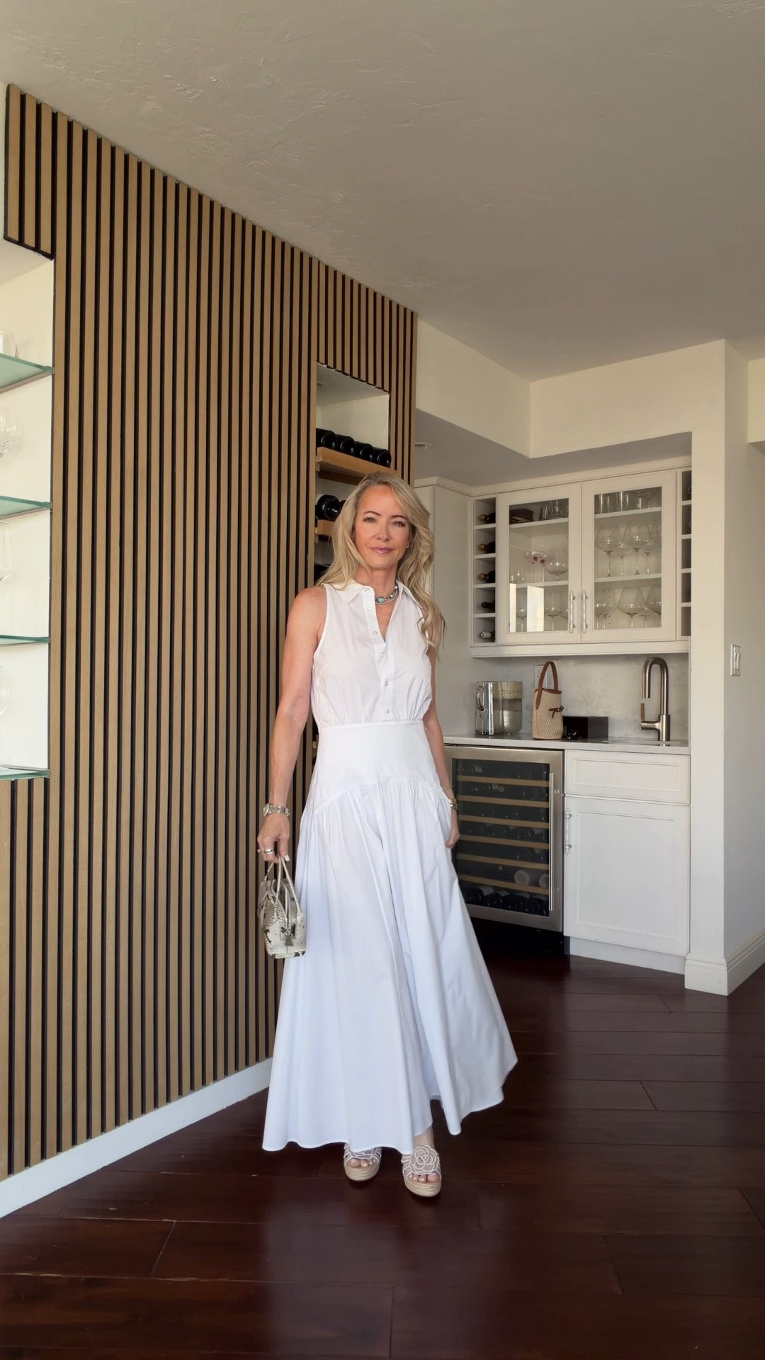 The perfect white dress 🤍 Crisp, feminine and so easy to style. I added turquoise and silver jewelry, a snakeskin bag and wedges to give this classic a little edge. Linking the dress + accessories here!

#LTKgrwm #LTKOver40 #LTKPetite