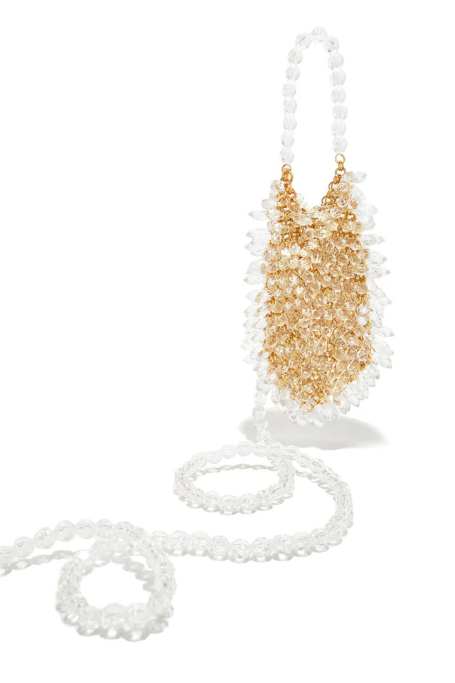 Miss Lola | Luxe Dreaming Gold Beaded Crossbody Handbag | MISS LOLA