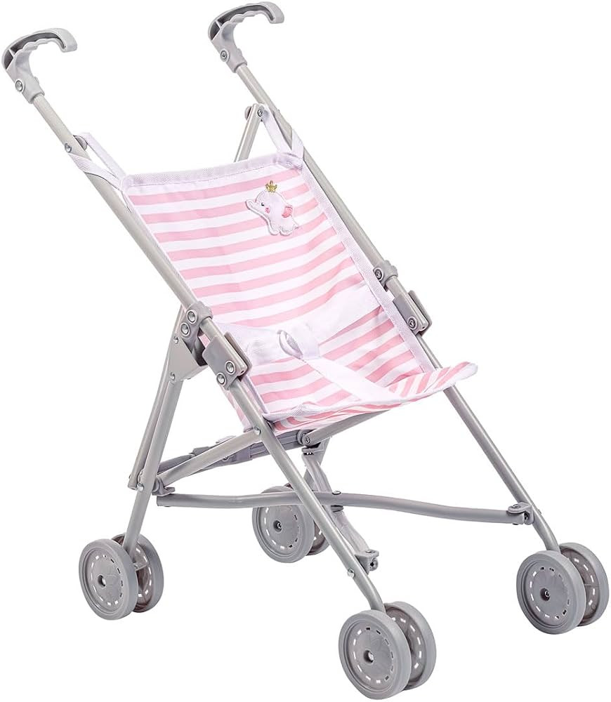 JC Toys Boutique | Folding Umbrella Doll Stroller for Children 2 Years Plus, Pink Stripes and Sof... | Amazon (US)