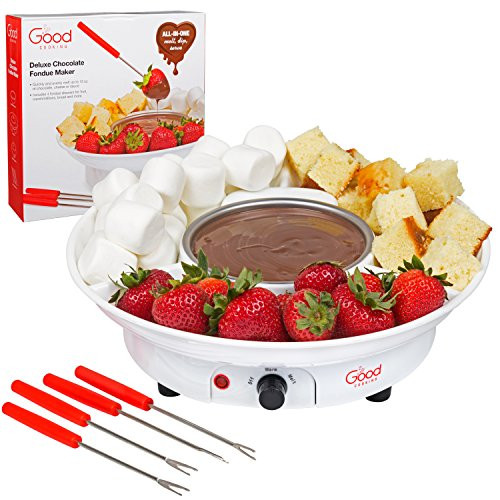 Chocolate Fondue Maker- Deluxe Electric Dessert Melting Fountain Fondue Pot Set with 4 Forks and Par | Amazon (US)