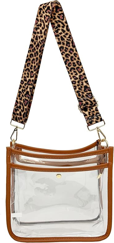 HAIBOLAN Leopard Guitar Strap Clear Bag Stadium Approved Clear CrossBody Bag Women Shoulder Handbag  | Amazon (US)