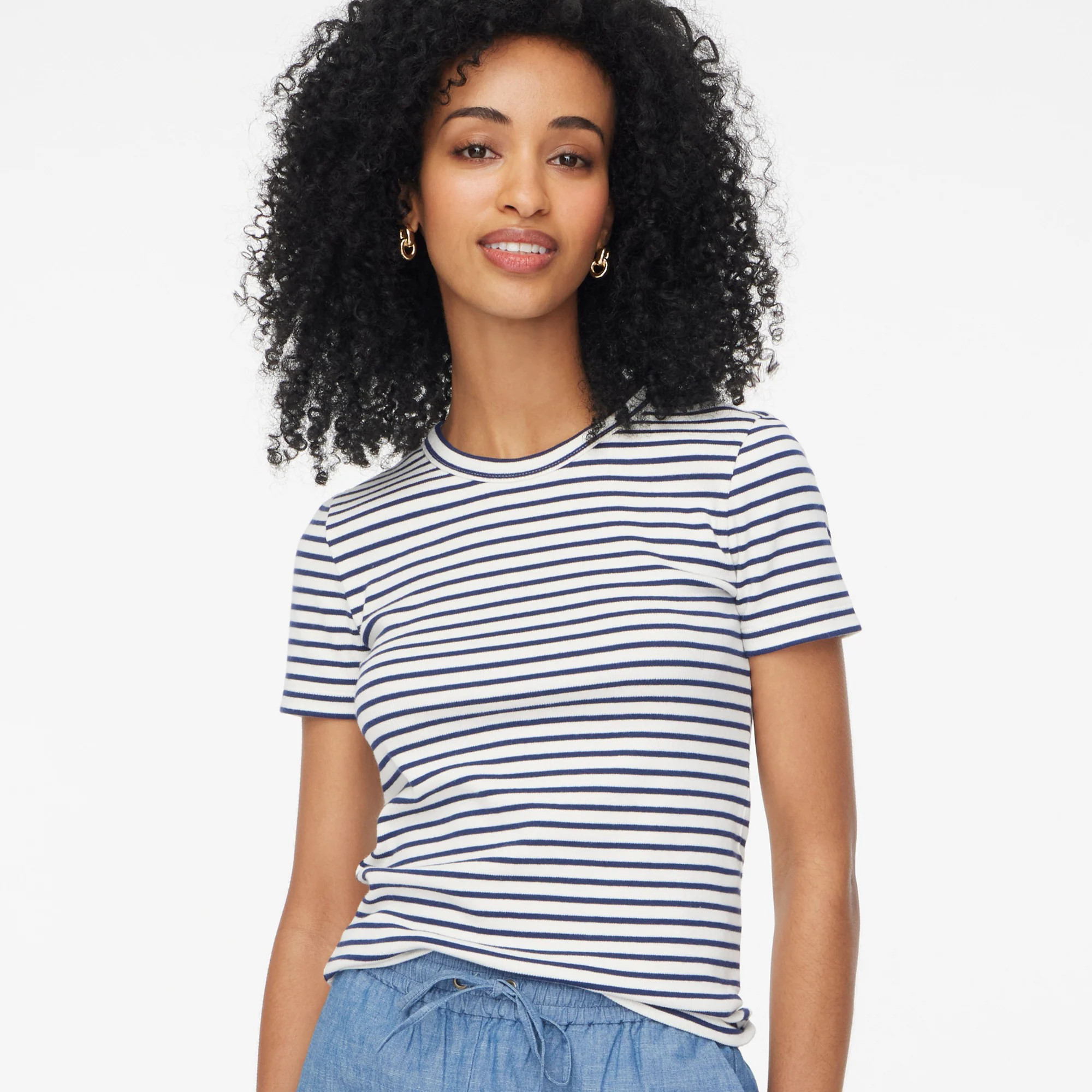 Striped ribbed crewneck tee | J.Crew Factory