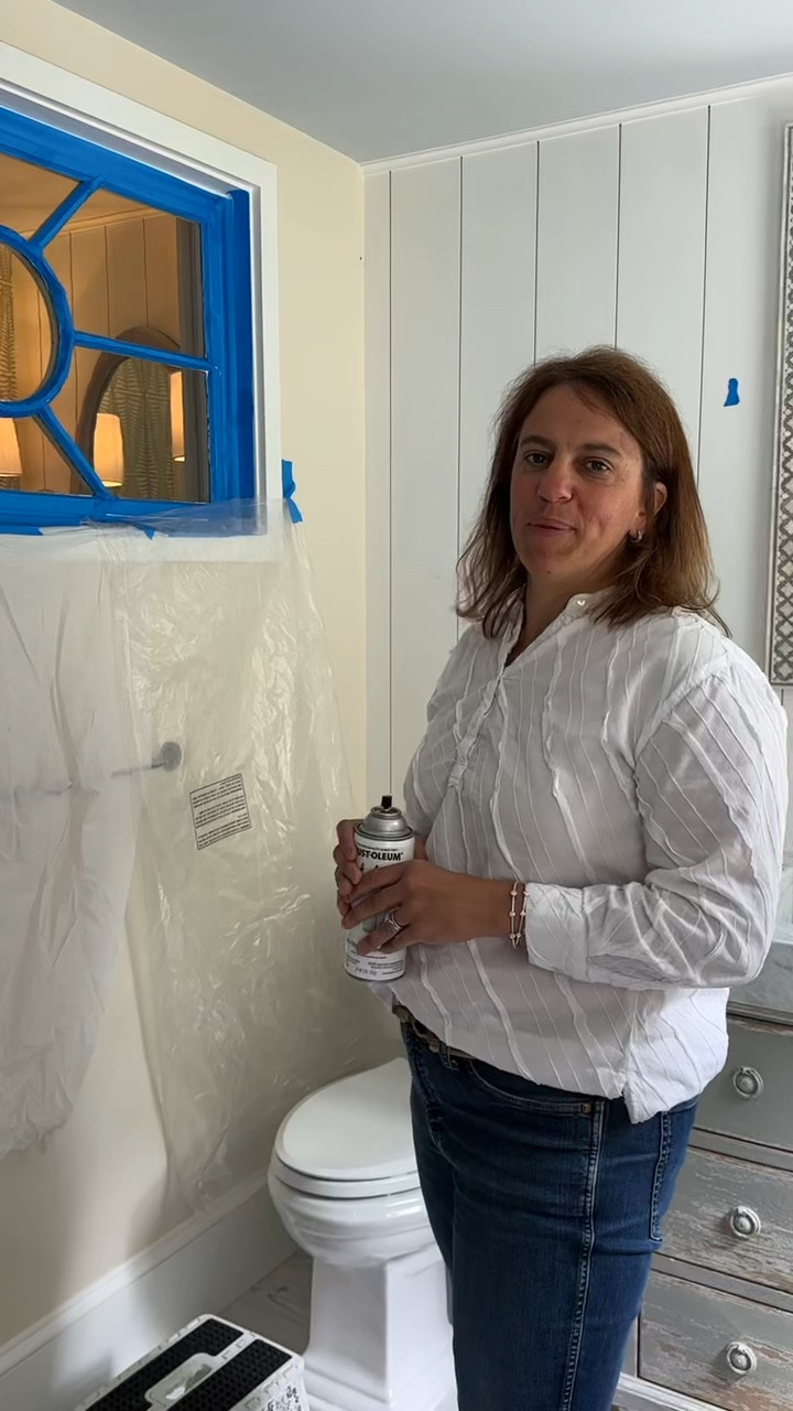 Here we are using frosted glass film spray to create a semi-transparent look on an antique window which separates both bathrooms. This will give some privacy to each room 🛁🚽

#LTKhome #LTKfamily #LTKstyletip