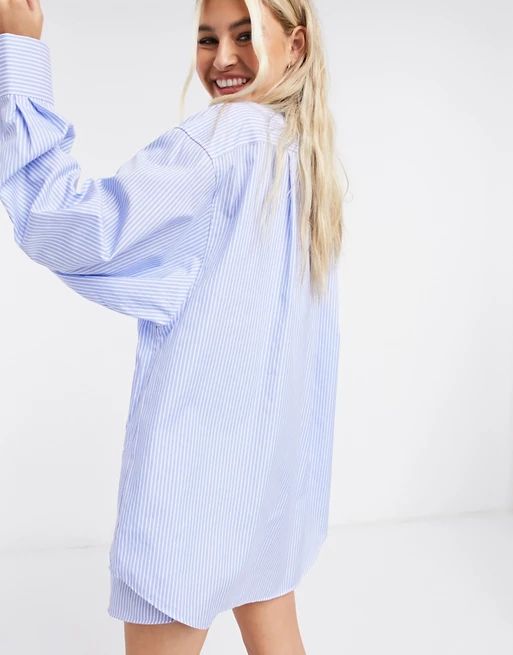 COLLUSION oversized shirt in blue stripe | ASOS (Global)