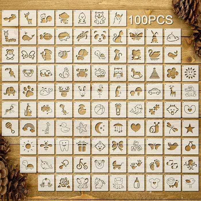 Fainne 100 Pcs 2 Inch Stencils Small Stencils for Painting on Wood Reusable Painting Templates Cr... | Amazon (US)