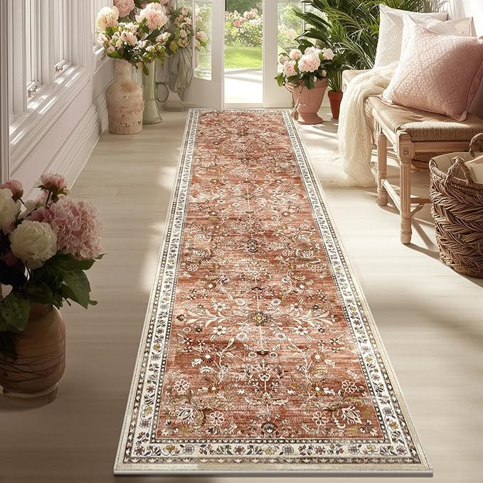 Yamaziot Washable Runner Rug 2x8 – Non Slip Boho Floral Hallway Runner Rug with Rubber Backing,... | Amazon (US)