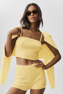 ALO | Mini Cable Sweater Tank Top in Warm Butter, Size: XS | Alo Yoga