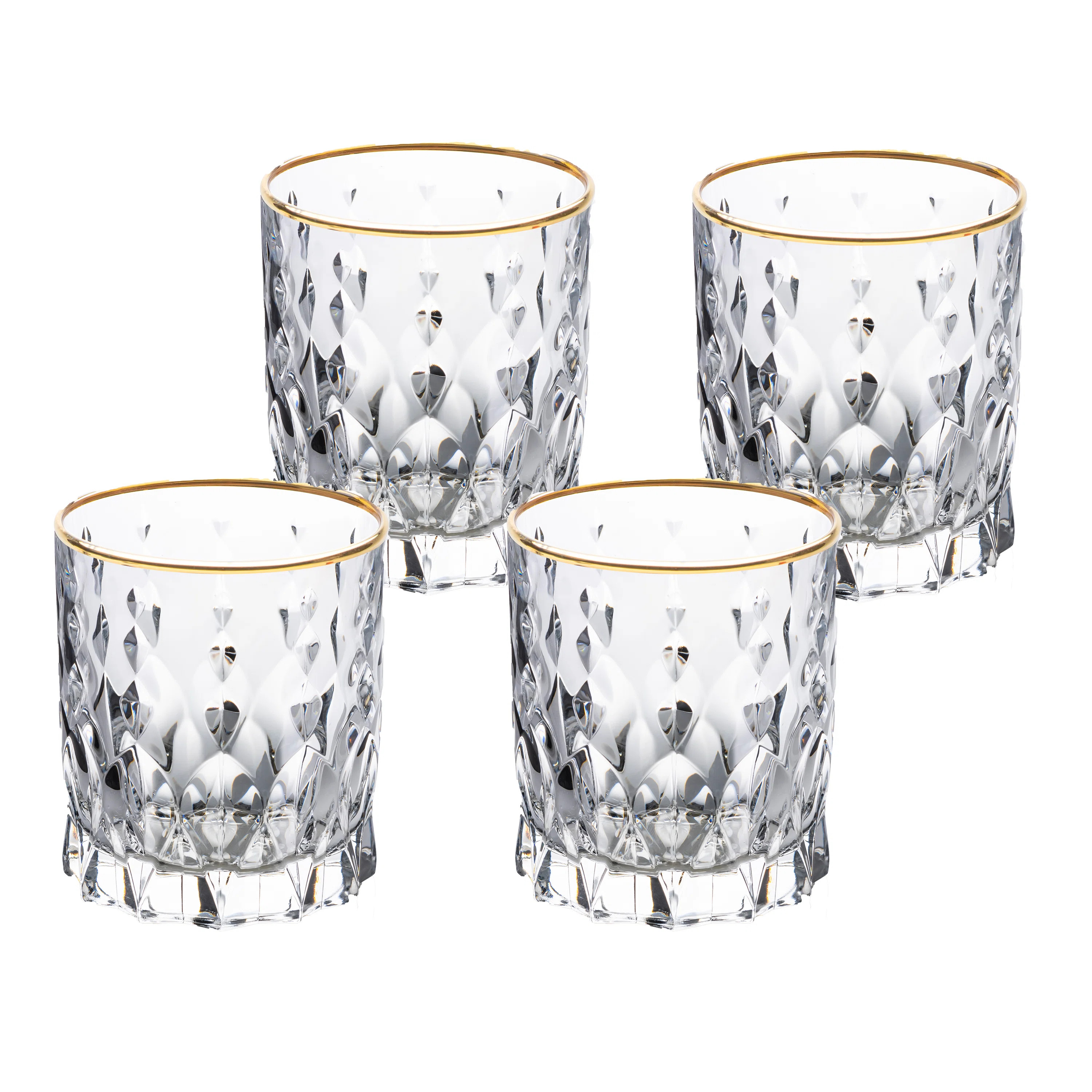 Lorren Home Trends Marilyn Gold Double Old Fashion Tumblers (Set of 4) | Wayfair North America