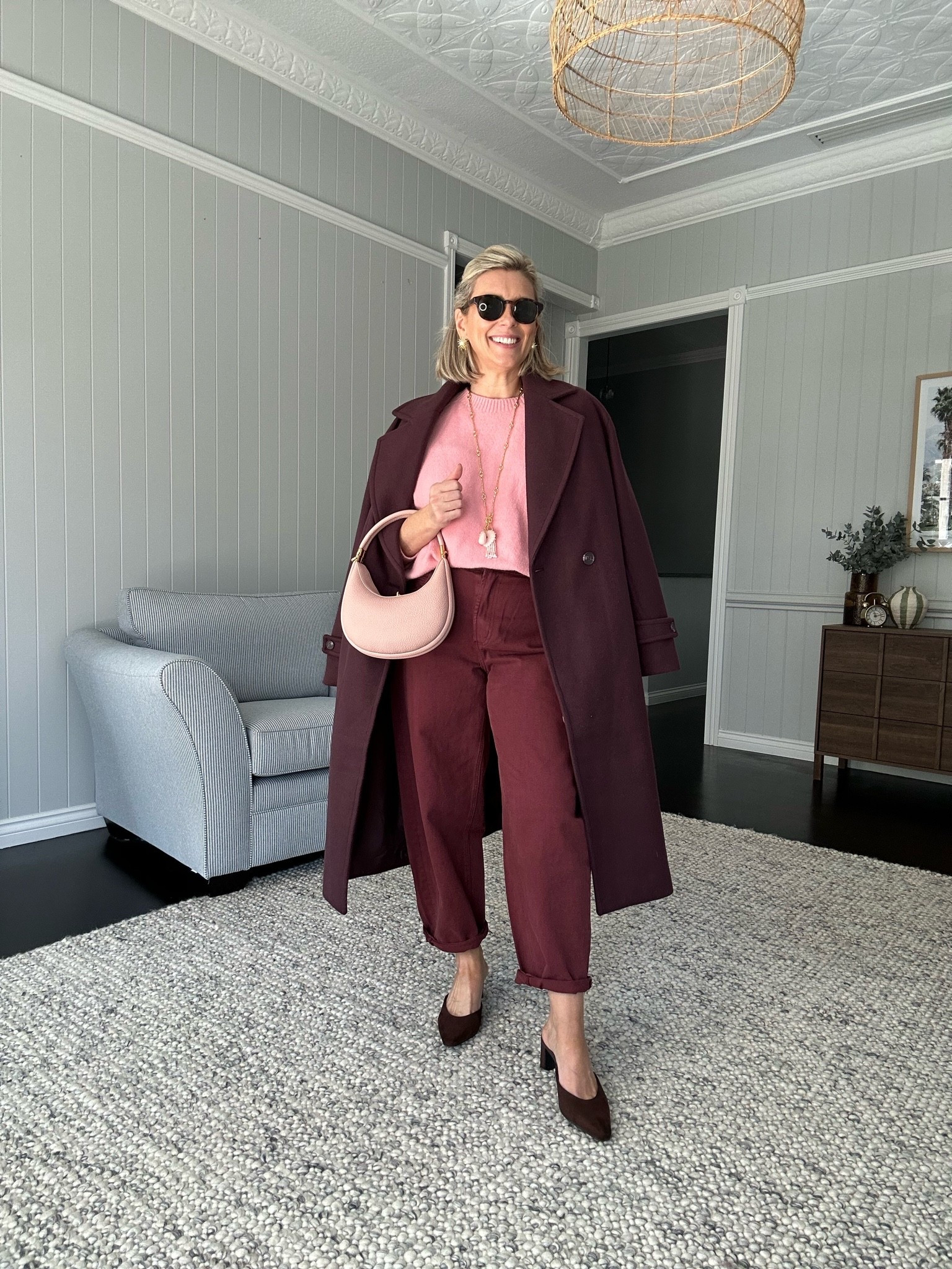 50 shades of pink and maroon in this winter outfit of barrel leg jeans, a knit and a coat. 

Knit is size M. 
Jeans: Dotti 
Coat is sold out.

#LTKaustralia #LTKwinter #LTKpetite