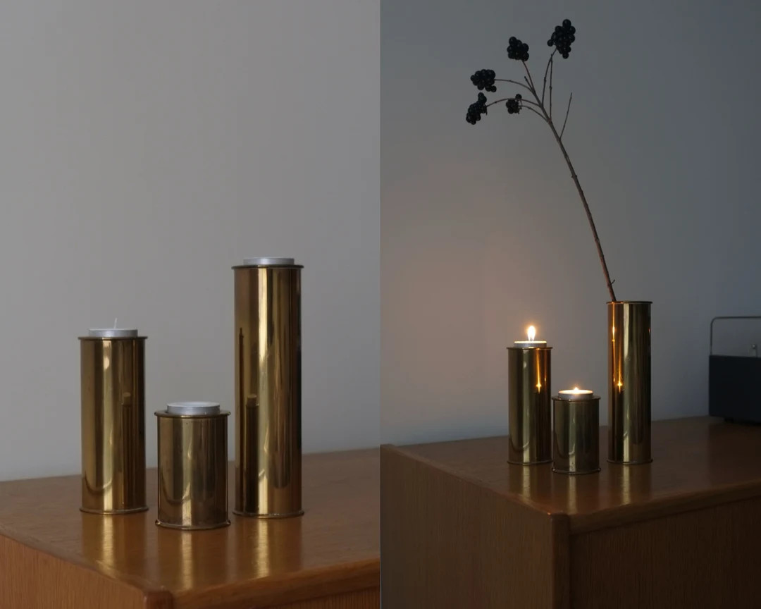 3 Brutalist Brass Candle Holders or Vases Staffan Englesson Sweden Vintage - Etsy | Etsy (US)