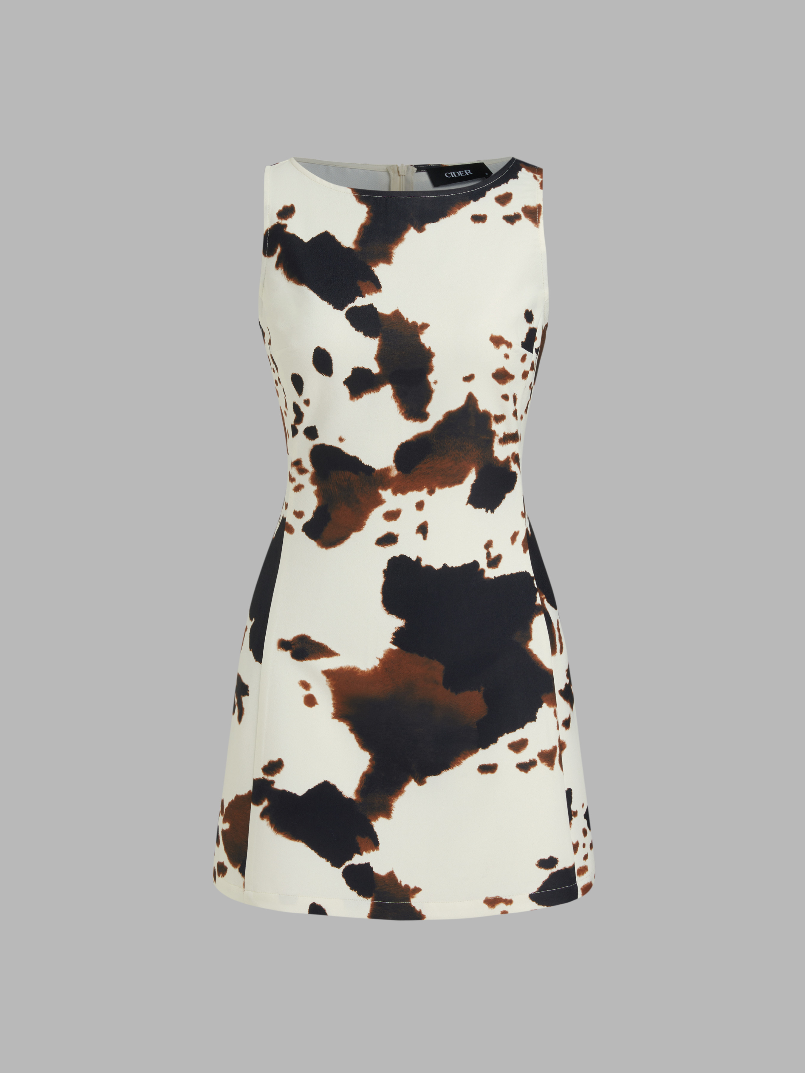 special occasion dresses Woven Boat Neck Leopard Print Zipper Mini Dress For Music Festival/Live ... | Cider