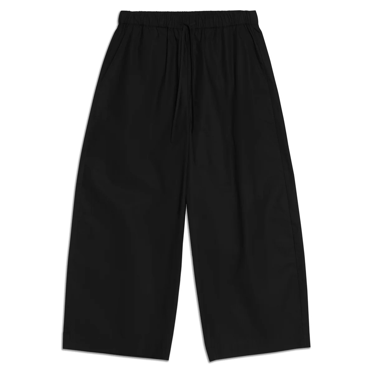 Black Cotton Drawstring Barrel Leg Trousers | Albaray