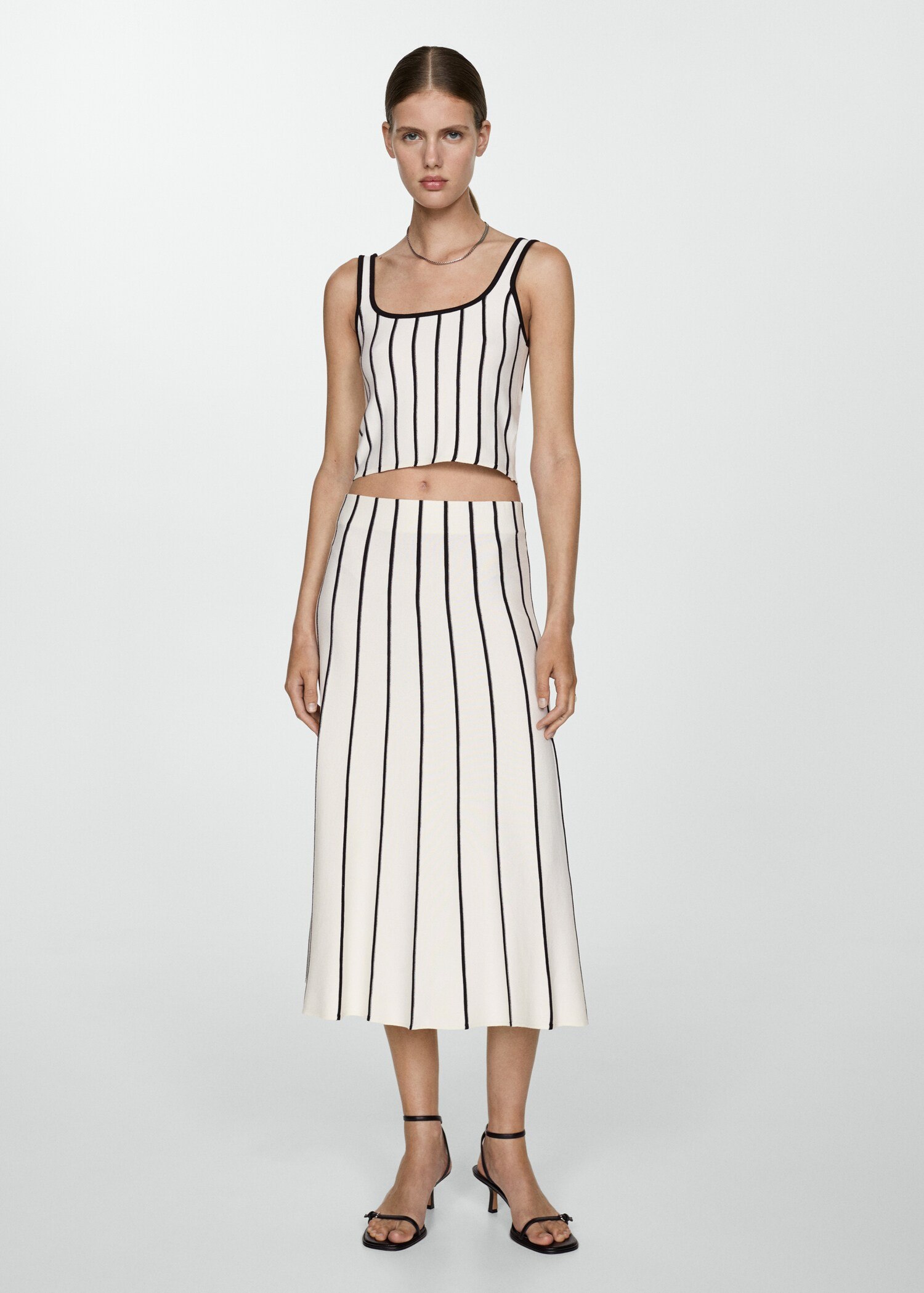 Striped knitted crop top - Woman | MANGO United Kingdom | MANGO (UK)