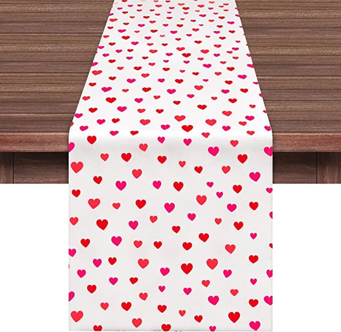 Ruisita Valentines Day Table Runner 14 x 72 Inches Polycotton Little Hearts Valentines Tablecloth... | Amazon (US)