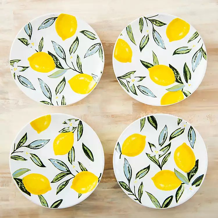 New!Lemon Floral Appetizer Plates, Set of 4 | Kirkland's Home