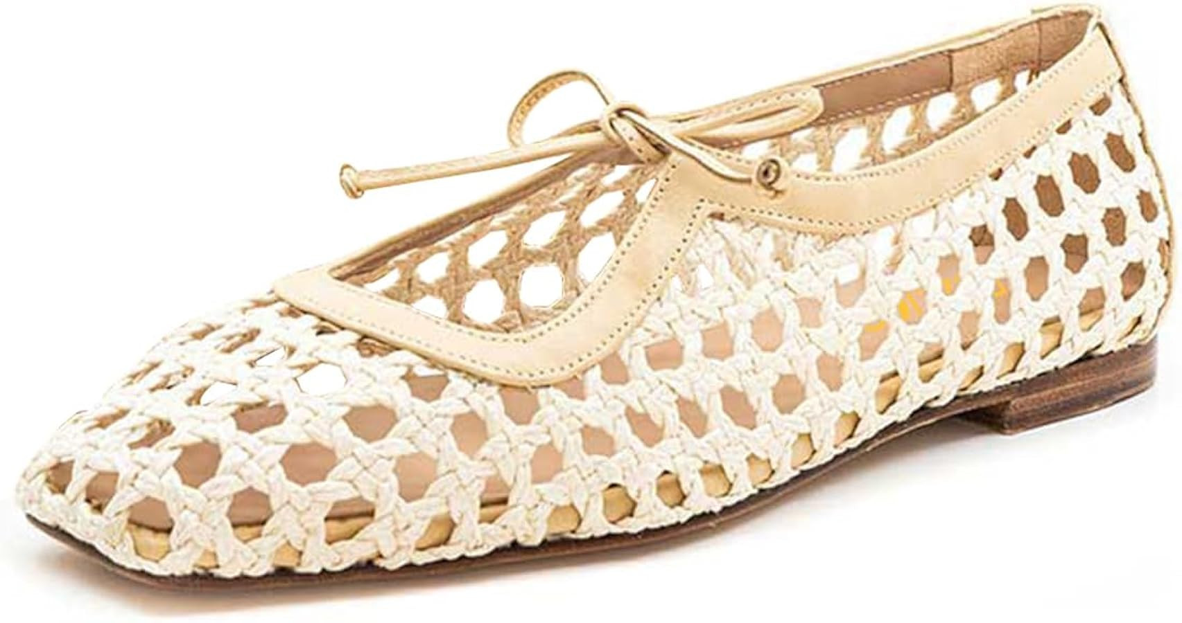 Pazzion Women Cute Bowtie Closed Square Toe Mary Jane Flats Slip On Cutout Ballet Flat Shoes for ... | Amazon (US)