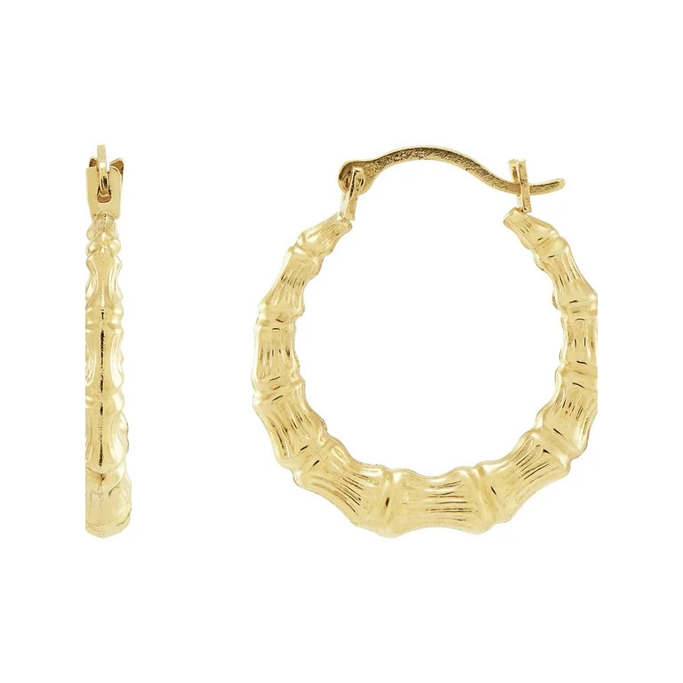 Brilliance Fine Jewelry 10K Yellow Gold Hollow Round Bamboo Hoop Earrings | Walmart (US)