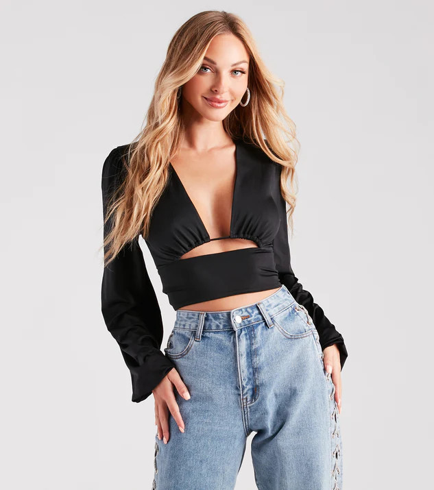 Blown Away Plunge Tie Back Crop Top | Windsor Stores