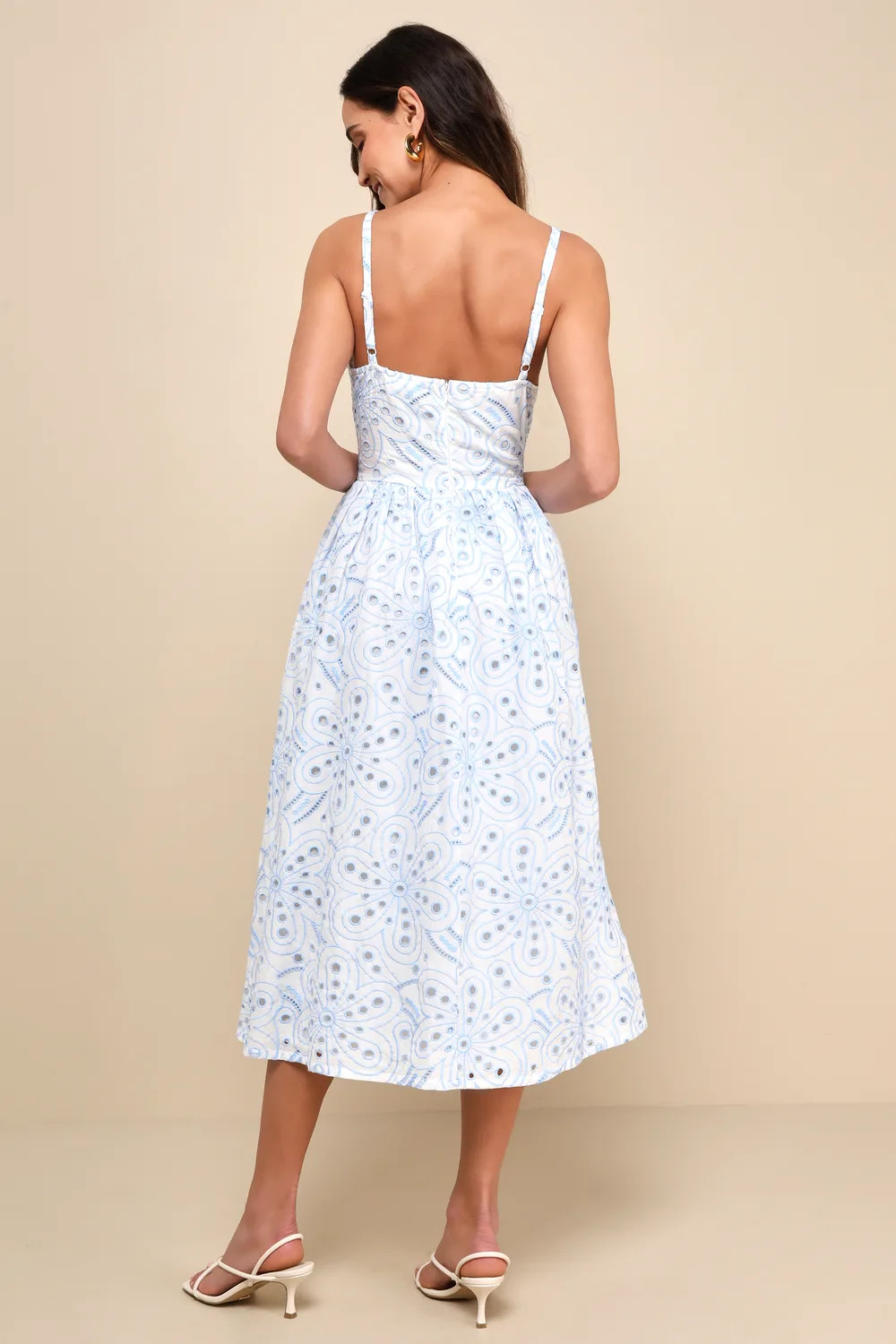Sunny Poise White Cotton Eyelet Embroidered Midi Dress | Lulus
