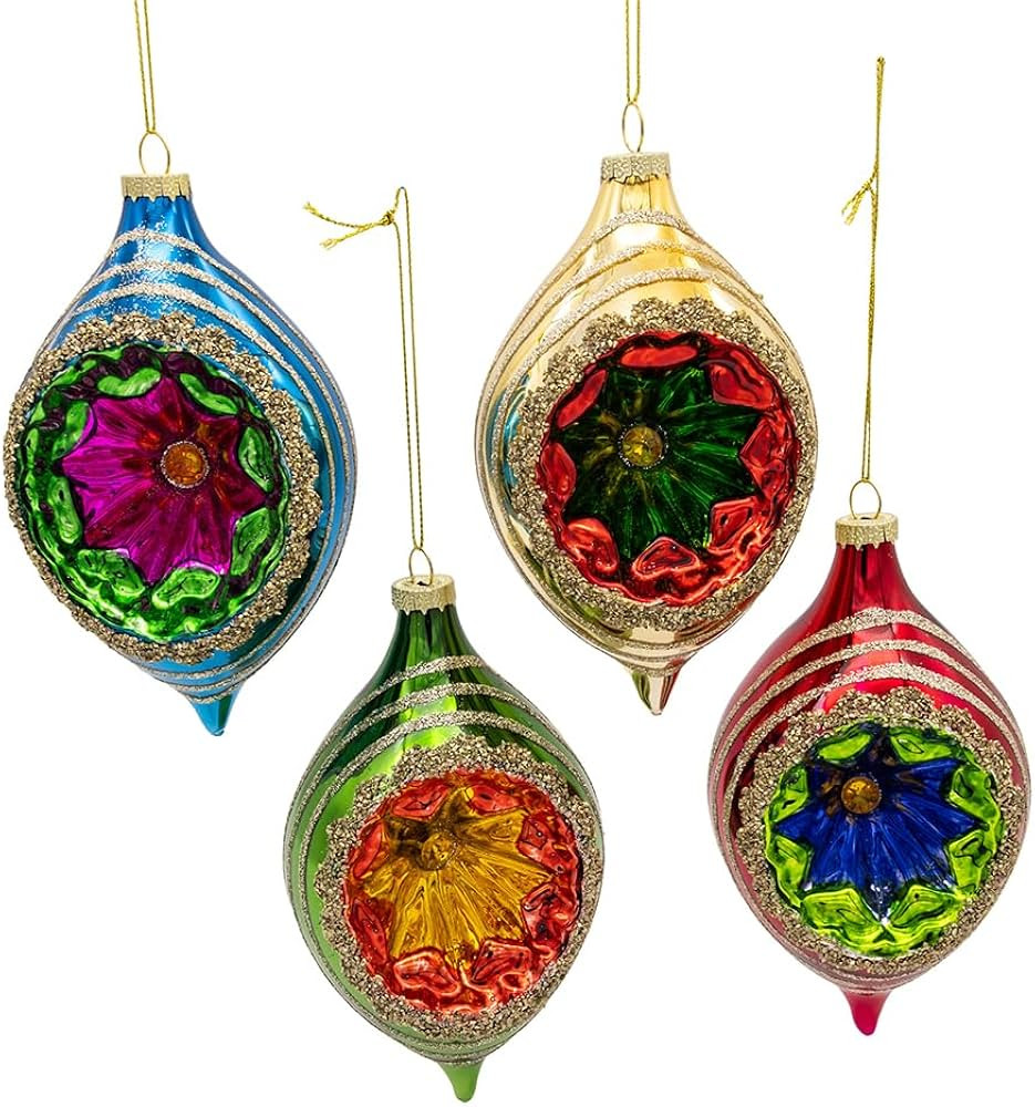 Kurt Adler 5.3-inch Early Years Glass Reflector Drop Ornaments | Amazon (US)