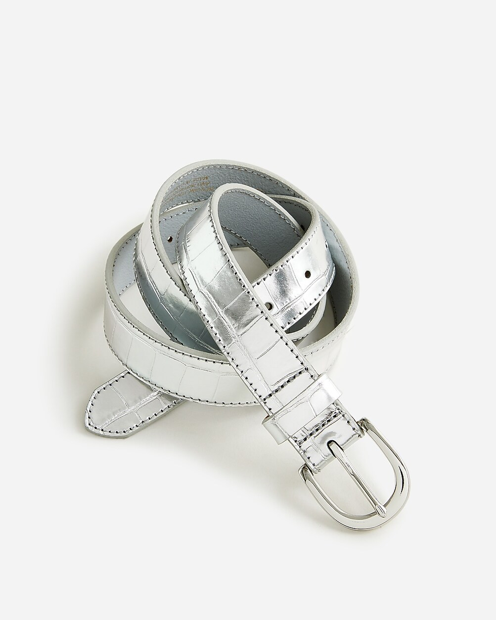 Classic belt in Italian croc-embossed metallic leather | J. Crew US