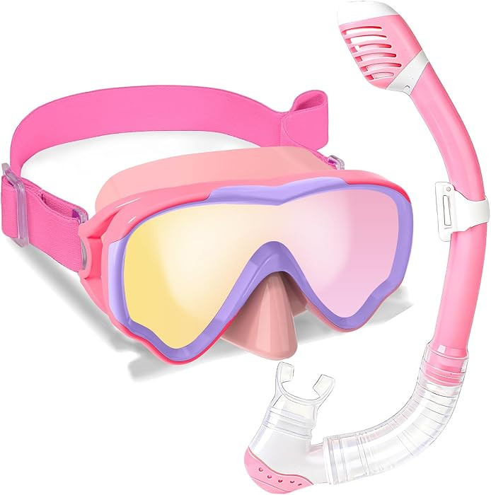 Snorkeling Gear for Kids Age 3-15, 180\u00b0 Wide View Kids Snorkel Set Dry Top Anti-Fog Diving M... | Amazon (US)