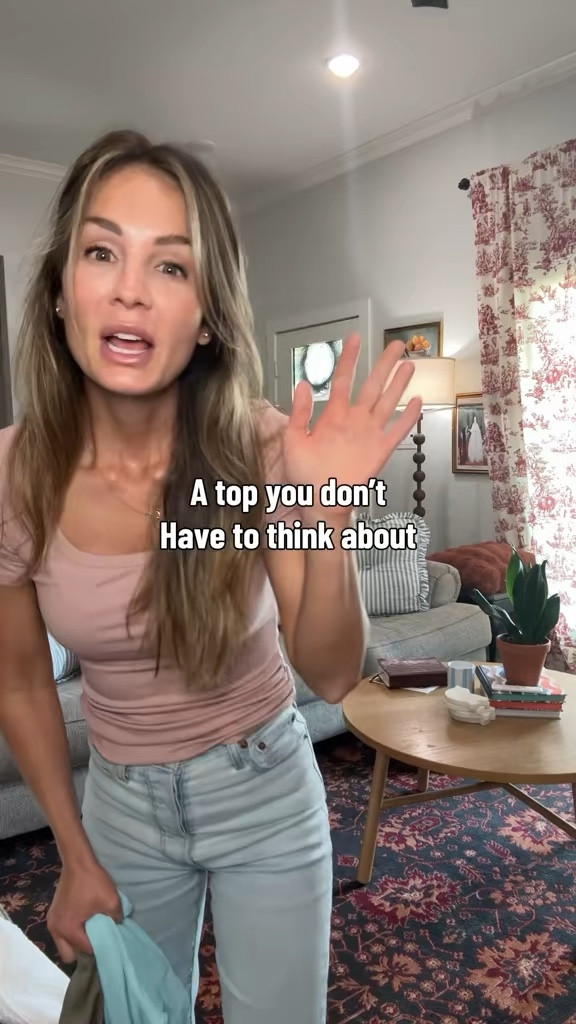 wearing xs in stretchy basic top! so comfy, easy to wear alone or under cami, dress up or down. comes in several color options. 

#leviesribcagejean #levis #jeans #basictop  

 #LTKootd