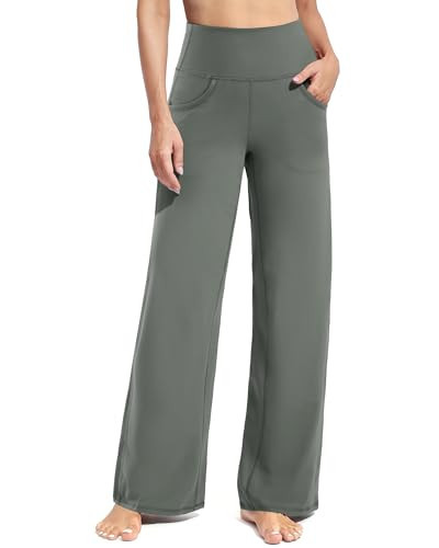 Promover High Waisted Wide Leg Pants for Women Casual Long Loose Fit Yoga Workout Lounge Pants with Pockets(Grey Sage,XL,Tall) | Amazon (US)