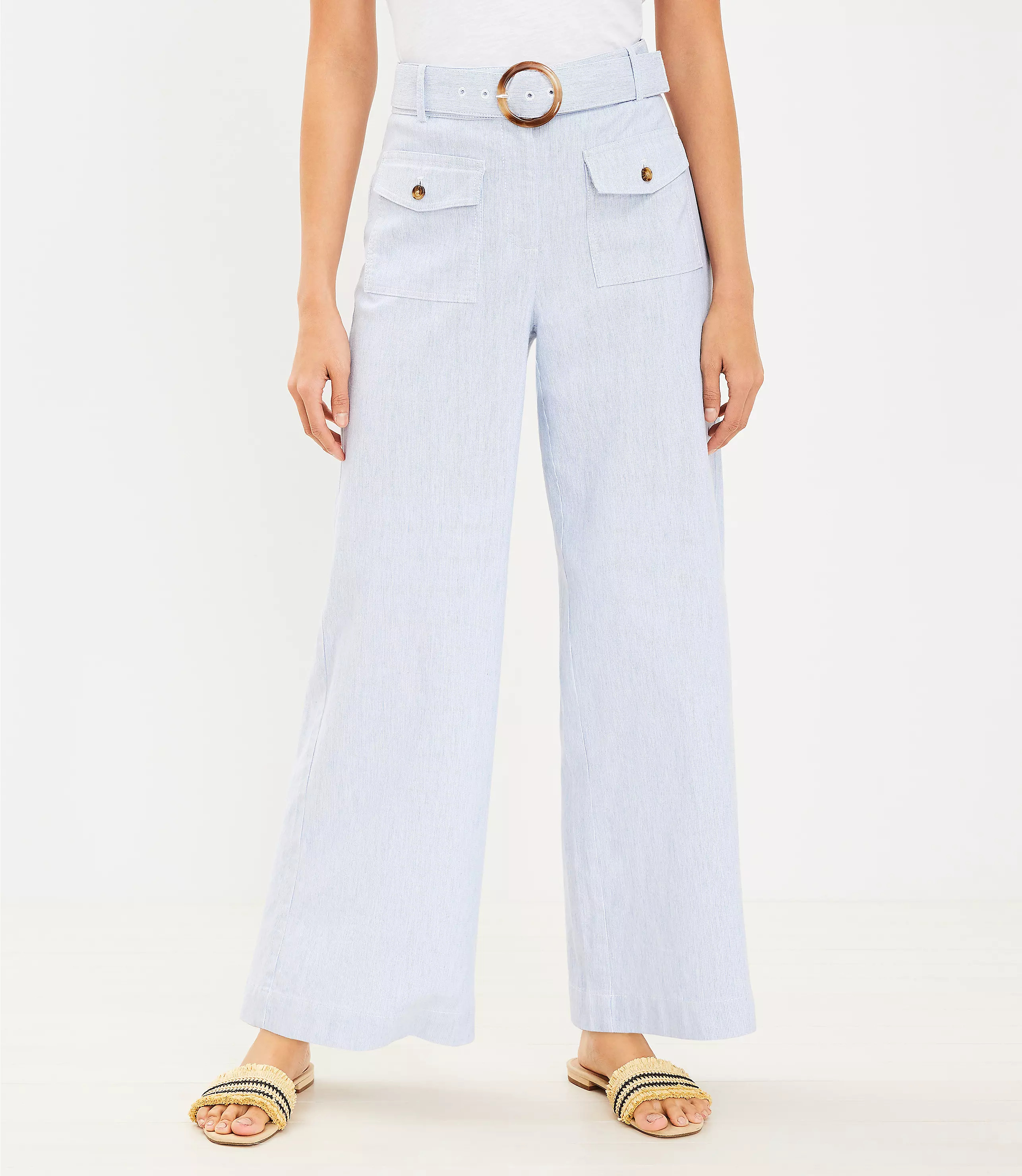 Curvy Belted Pants in Stripe | LOFT